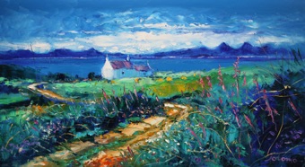 Ardailly croft Isle of Gigha looking to The Paps of Jura 18x32